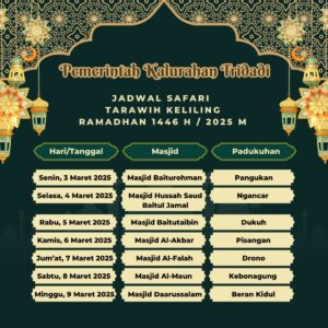 Jadwal Safari Tarawih Keliling (Tarling) Pemerintah Kalurahan Tridadi Ramadhan 1446 H